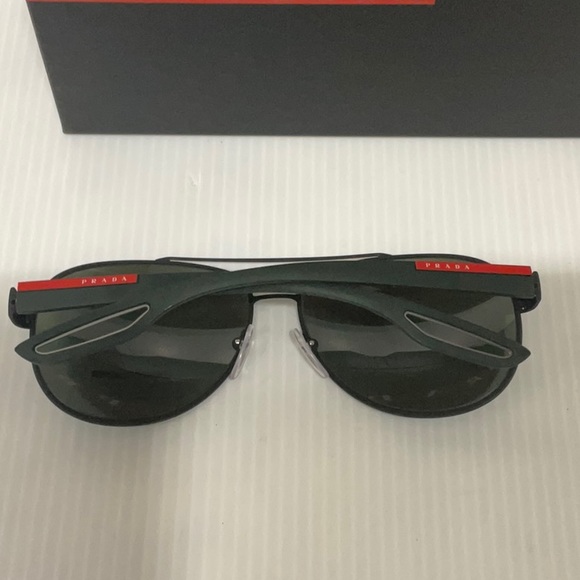 Prada men polarized lenses aviator style sunglasses sps 55Q made in Italy - Picture 6 of 8